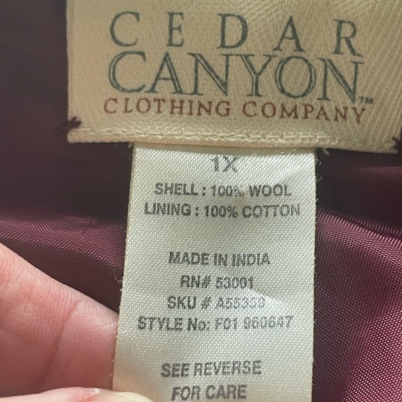 Cedar Canyon Vintage Embroidered Wool Jacket – Burgundy, XL - Picture 8 of 11